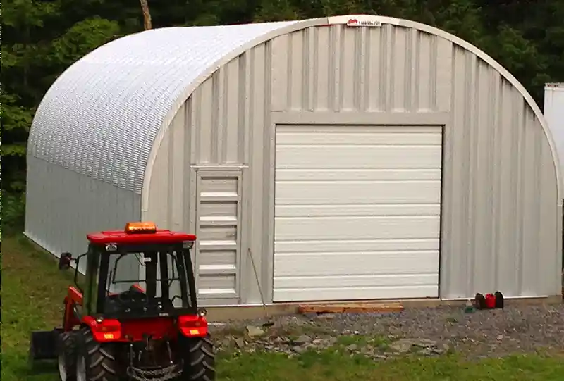 3 steel farm buildings