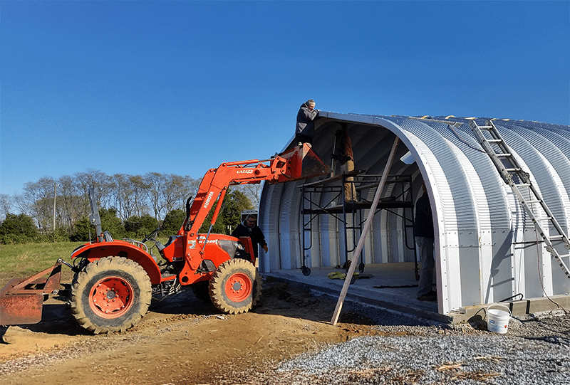 A25 x 36 x 12 KY being Erected DIY Steel Building Kits